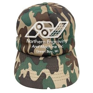 Vintage‎ Camo Trucker Hat Cap SnapBack Made In USA 80s 90s Northern Engraving